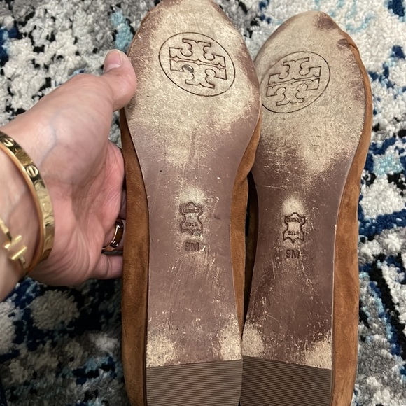 Tory Burch Marion Suede Leather Brown Flats Shoes sz 9M - Picture 14 of 16